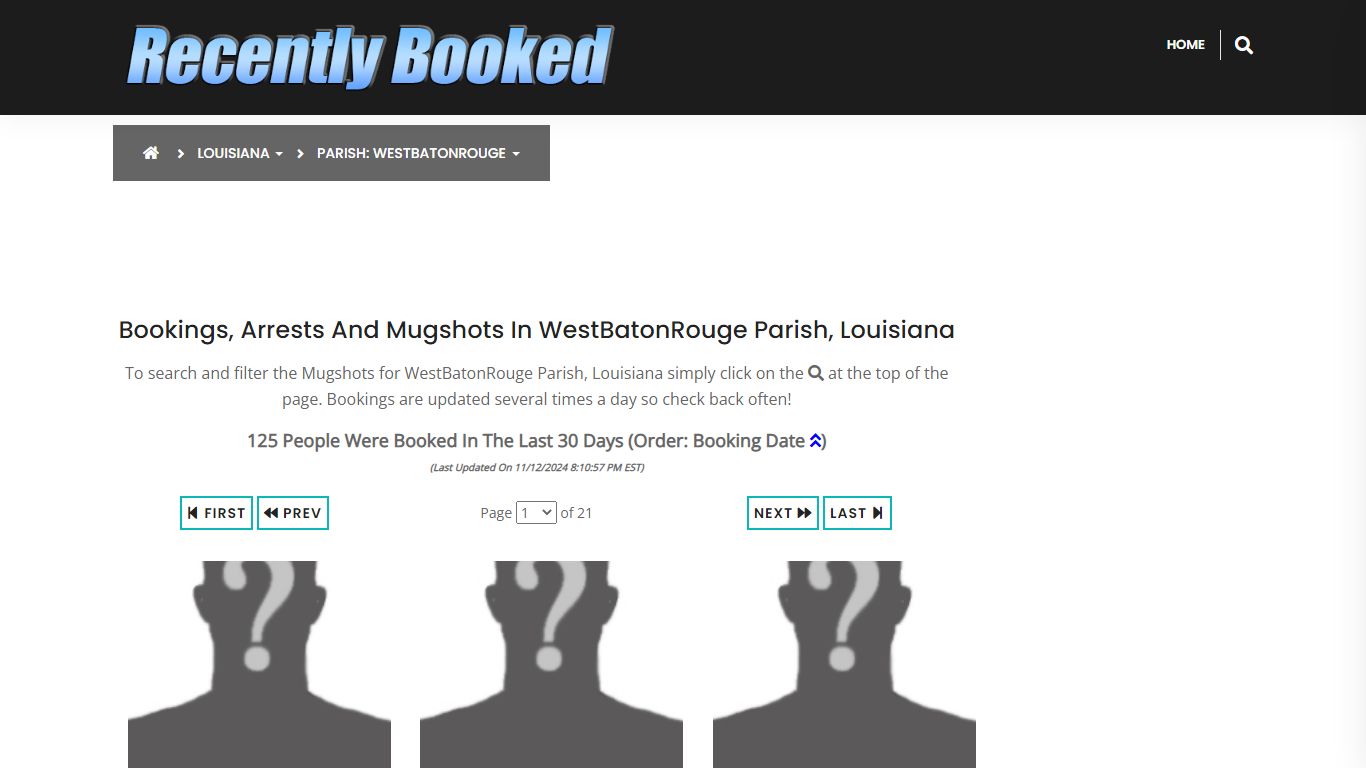 Bookings, Arrests and Mugshots in WestBatonRouge Parish, Louisiana