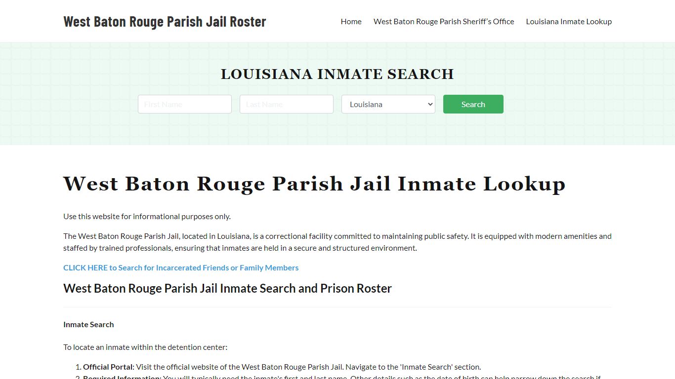 West Baton Rouge Parish Jail Roster Lookup, LA, Inmate ...